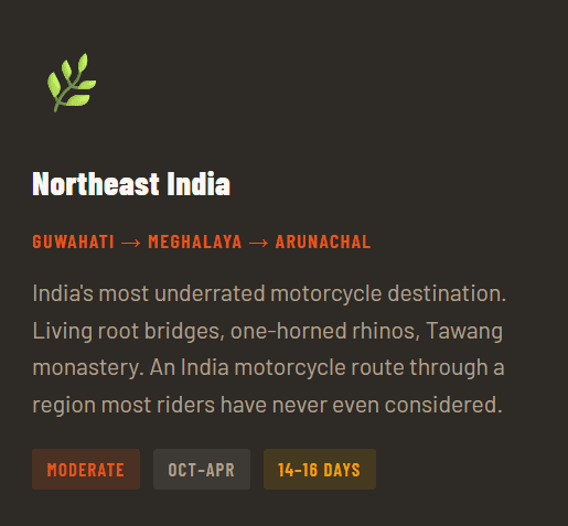North east motorcycle route