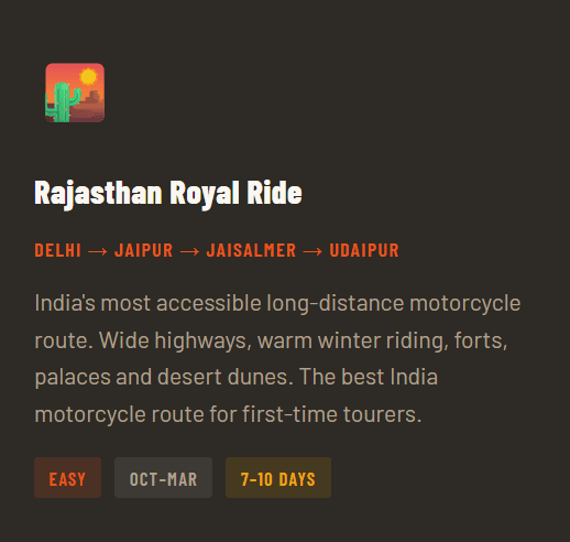 rajasthan motorcycle tour route guide