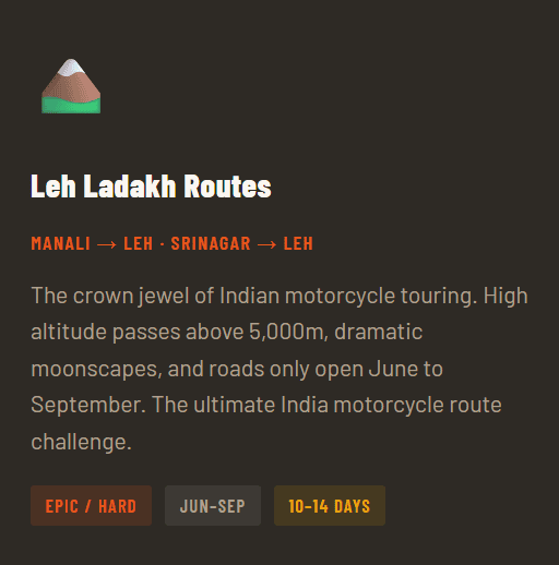 Leh Ladakh Route