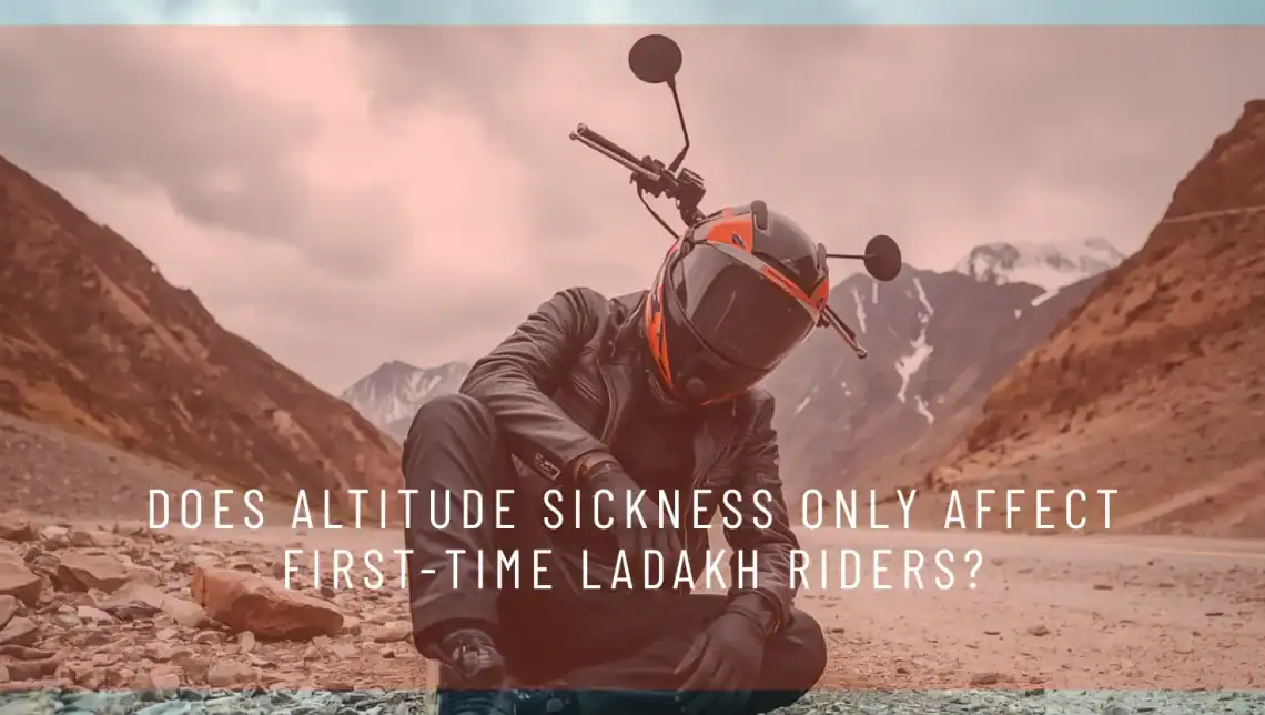 Altitude Sickness on Himalayan Motorcycle Tours — rider at Khardung La high altitude pass Leh Ladakh